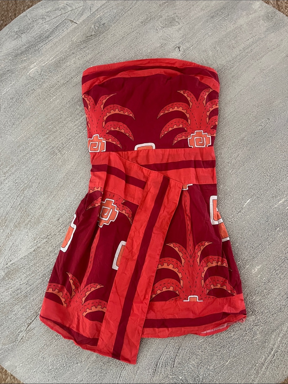 Fashion Nova Red and Orange Strapless Mini Dress